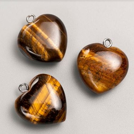 Heart Pendant, Tiger's Eye, diameter 25x25mm+