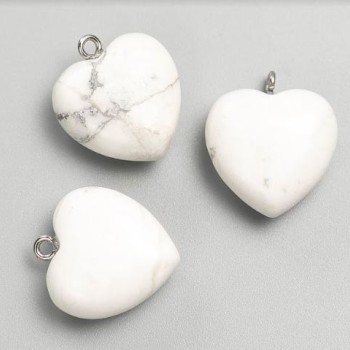 Cacholong Heart Pendant, Diameter 27x25x10mm+