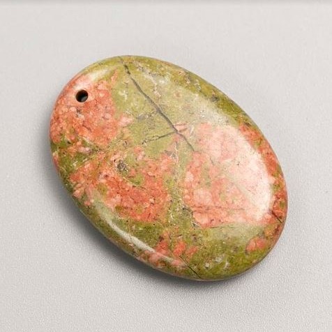 Unakite Jasper Oval Pendant, diameter 35x25mm