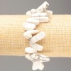 Cacholong Natural Stone Chip "Needle" Bracelet on Elastic, diameter 23x6-16x6mm+