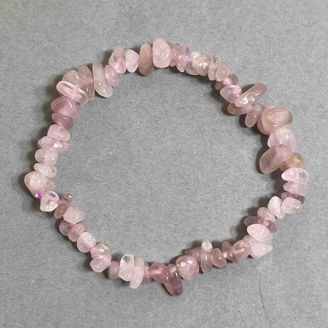 Natural Stone Bracelet Rose Quartz Chips, diameter 7x3 (+/-) mm, length 18cm