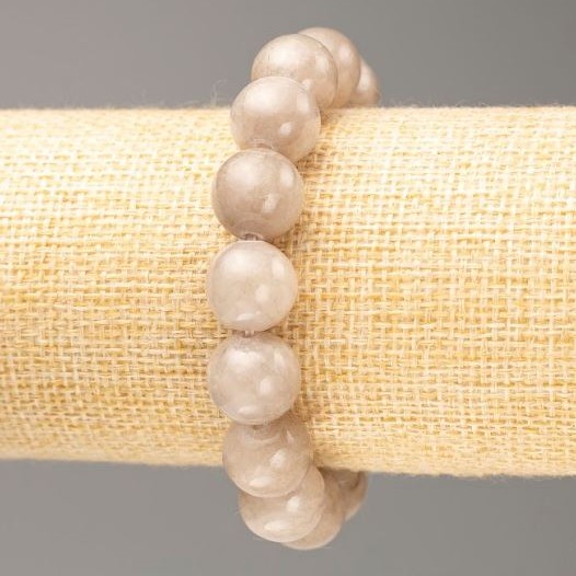 Elastic Bracelet Tinted Quartz (Synthetic Acrylic) Grey Smooth Bead, Diameter 12.5mm+/-, Length 18cm+