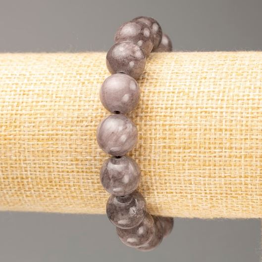 Elastic Bracelet Tinted Quartz (Synthetic Acrylic) Dark Grey Smooth Bead, Diameter 12.5mm+/-, Length 18cm+