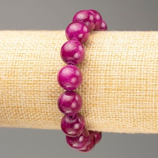 Stretch Bracelet Dyed Quartz Raspberry (Imitation Acrylic), Smooth Bead, Diameter 12.5mm+/-, Length 18cm+