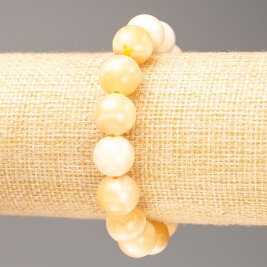 Stretch Bracelet Mother-of-Pearl (Imitation Acrylic), Smooth Bead, Diameter 12.5mm+/-, Length 18cm+