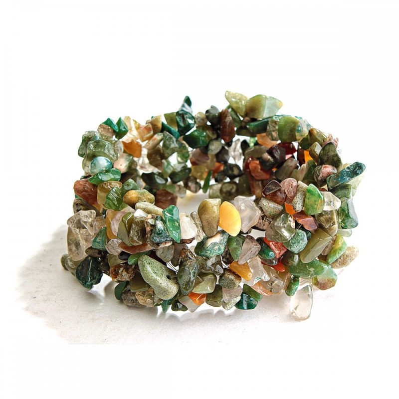 Multicoloured Jasper Bracelet on Elastic, "stone chip"