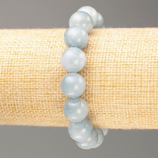 Elastic Bracelet Aquamarine (Synthetic Acrylic) Smooth Bead, Diameter 12.5mm+/-, Length 18cm+