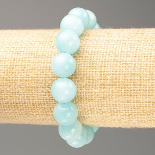 Elastic Bracelet Aquamarine (Synthetic Acrylic) Smooth Bead, Diameter 12.5mm+/-, Length 18cm+