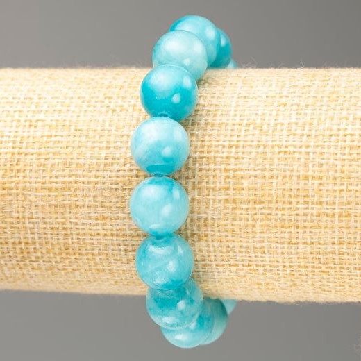Elastic Bracelet Aquamarine (Synthetic Acrylic) Smooth Bead, Diameter 12.5mm+/-, Length 18cm+