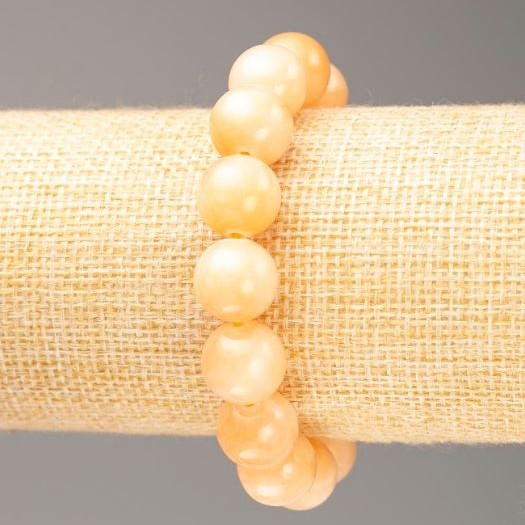 Stretch Bracelet Selenite (Imitation Acrylic), Smooth Bead, Diameter 12.5mm+/-, Length 18cm+