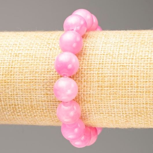 Stretch Bracelet Strawberry Quartz (Imitation Acrylic), Smooth Bead, Diameter 12.5mm+/-, Length 18cm+
