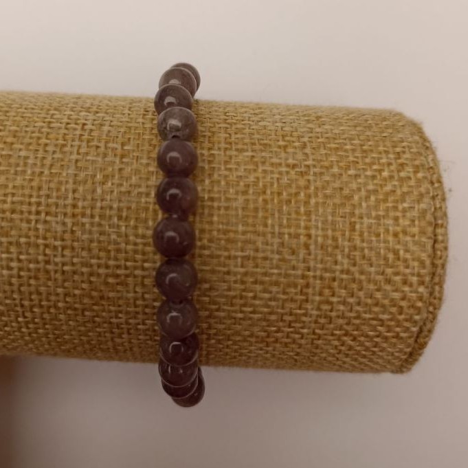 Toned Quartz Bracelet on Elastic Band (Imitation Acrylic), Dark Grey Smooth Bead, Diameter 6.5mm+-, Length 18cm+