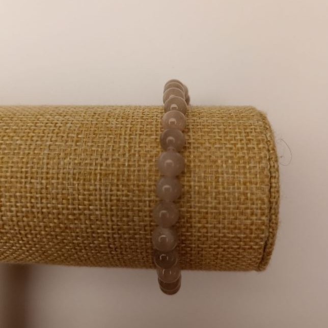 Toned Quartz Bracelet on Elastic Band (Imitation Acrylic), Grey Smooth Bead, Diameter 6.5mm+-, Length 18cm+