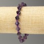 Elastic bracelet with Amethyst gemstone, faceted baguette cut, 8x8mm, length 18cm