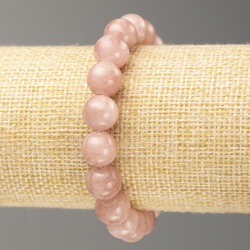 Elastic Bracelet Strawberry Quartz (imitation acrylic) smooth bead, diameter 10mm +-, length 18cm+