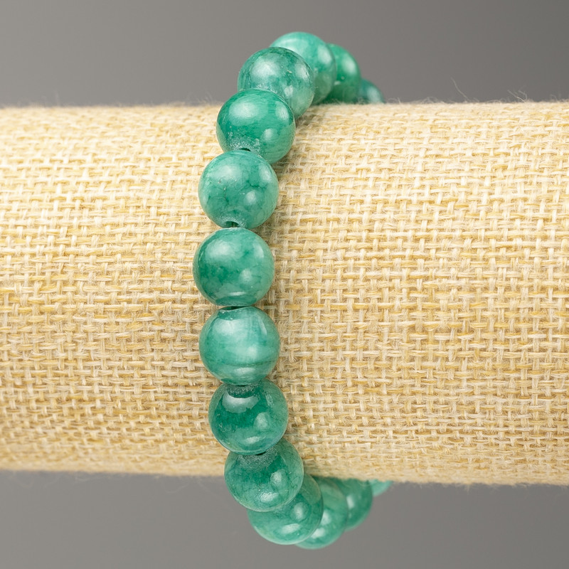 Elastic Bracelet Amazonite (imitation acrylic) smooth bead, diameter 10mm +-, length 18cm+