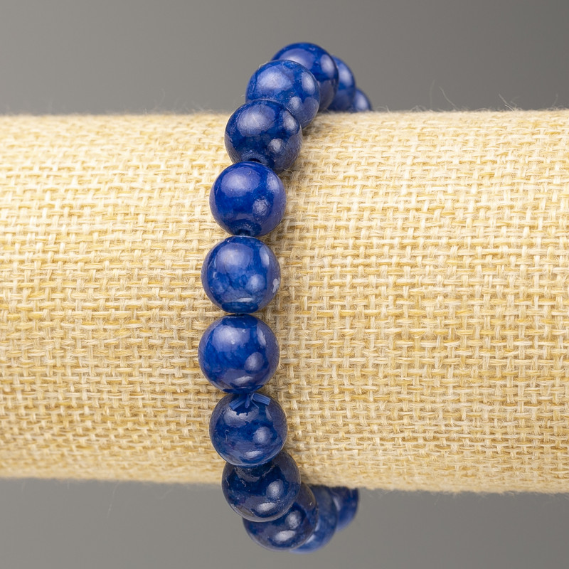 Elastic Bracelet Lapis Lazuli (imitation acrylic) smooth bead, diameter 10mm +-, length 18cm+