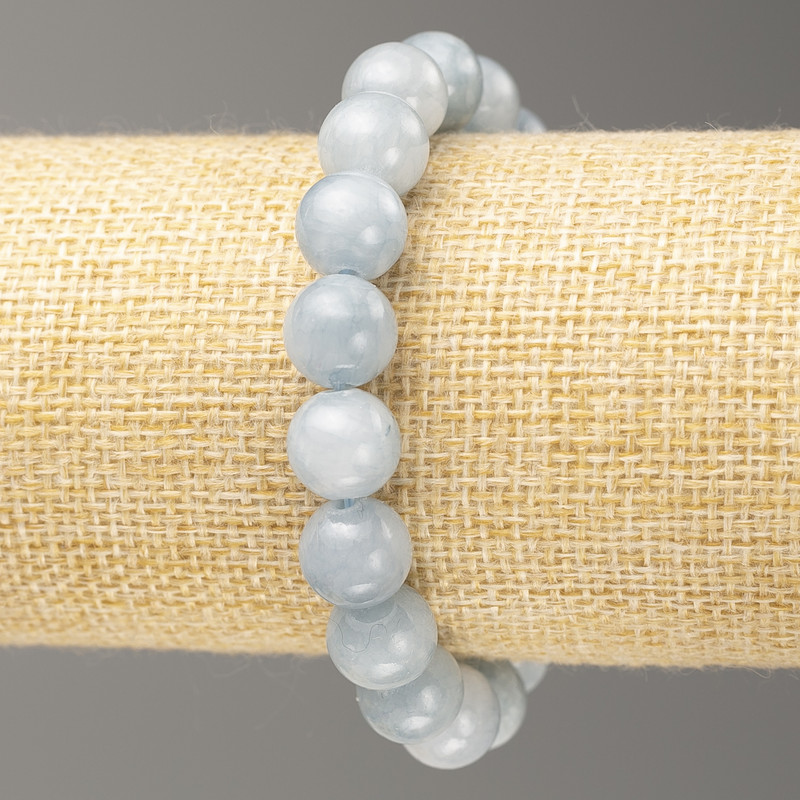 Elastic Bracelet Aquamarine (imitation acrylic) smooth bead, diameter 10mm +-, length 18cm+
