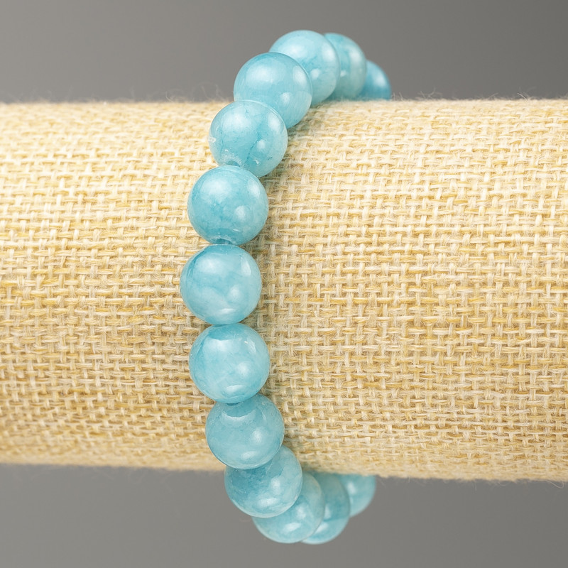 Elastic Bracelet Aquamarine (imitation acrylic) smooth bead, diameter 10mm +-, length 18cm+
