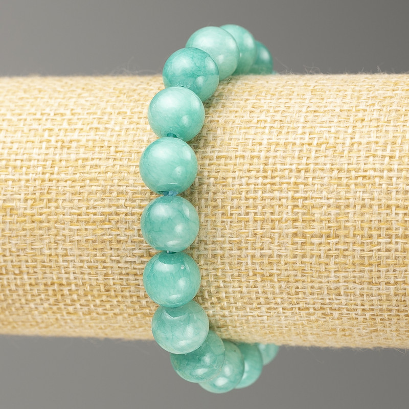Elastic Bracelet Aquamarine (imitation acrylic) smooth bead, diameter 10mm +-, length 18cm+