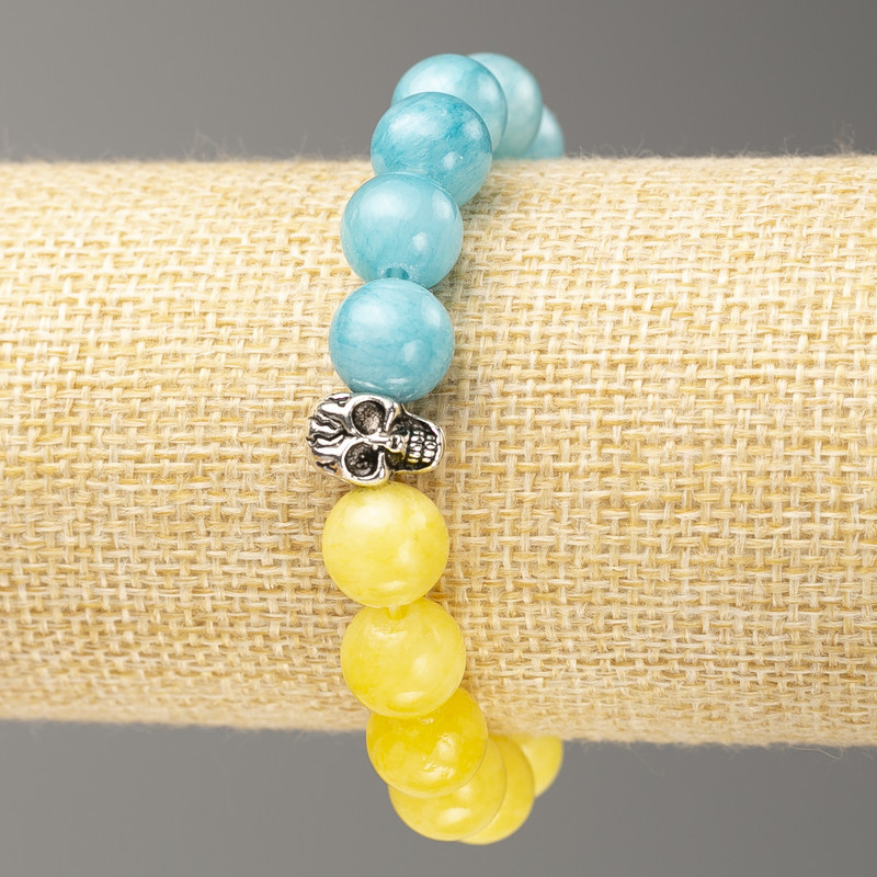 Ukraine Bracelet on Elastic Citrine Aquamarine (artificial acrylic) smooth round bead, diameter 10mm +-, length 18cm+