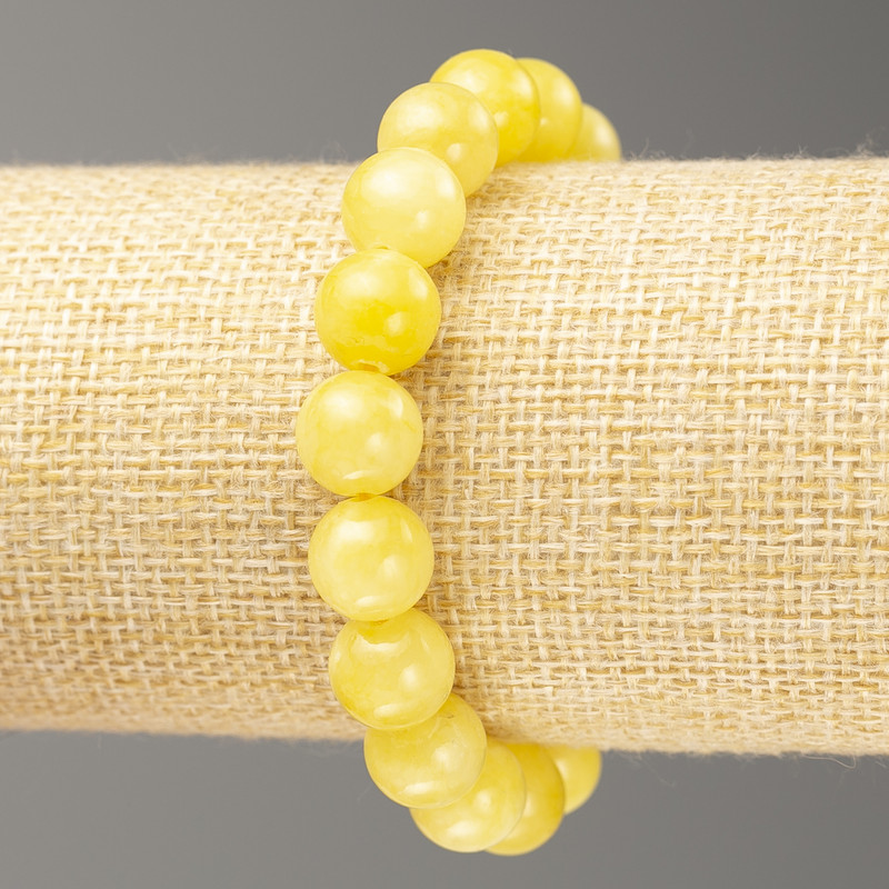 Elastic Bracelet Citrine (imitation acrylic) smooth bead, diameter 10mm +-, length 18cm+