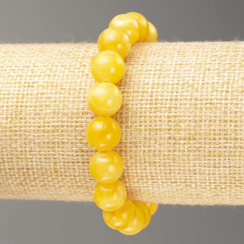 Elastic Bracelet Citrine (imitation acrylic) smooth bead, diameter 10mm +-, length 18cm+