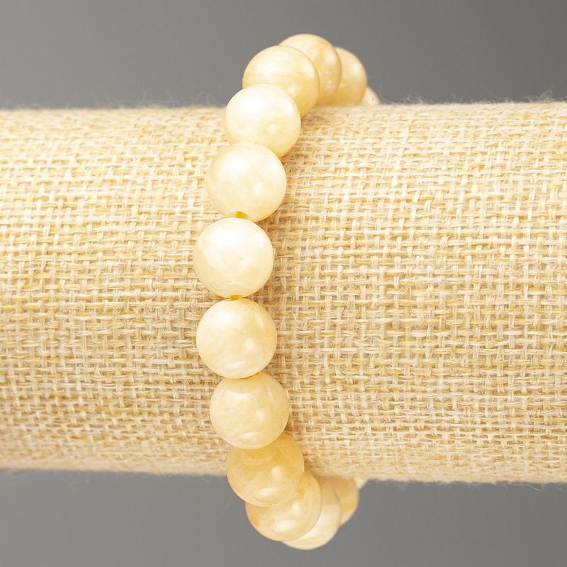 Elastic Bracelet Mother-of-Pearl (imitation acrylic) smooth bead, diameter 10mm +-, length 18cm+