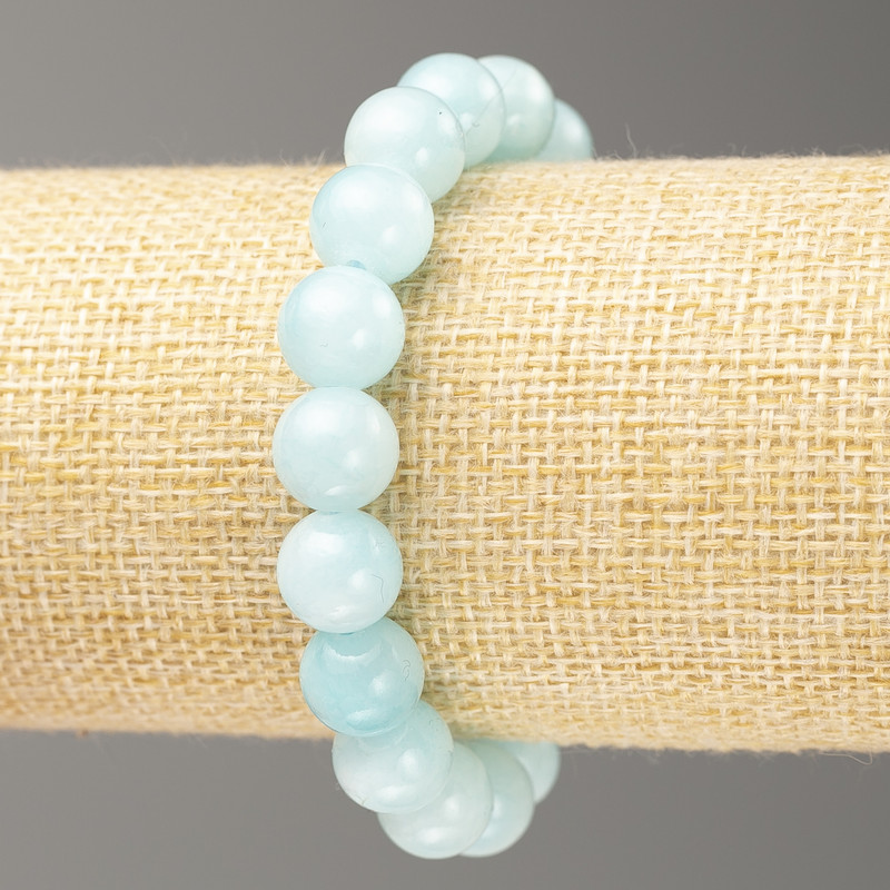Elastic Bracelet Aquamarine (imitation acrylic) smooth bead, diameter 10mm +-, length 18cm+