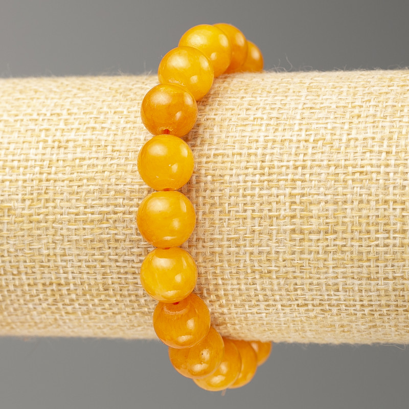 Elastic Bracelet Amber (imitation acrylic) smooth bead, diameter 10mm +-, length 18cm+