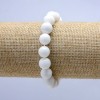 White Agate Bracelet (pressed), smooth bead, diameter 10mm +/-, length 18cm+/- (stretch)