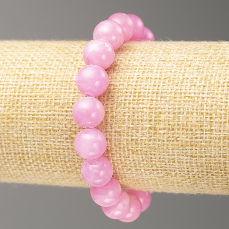 Rose Quartz Bracelet on Elastic Band (Imitation Acrylic), Smooth Bead, Diameter 10mm+-, Length 18cm+