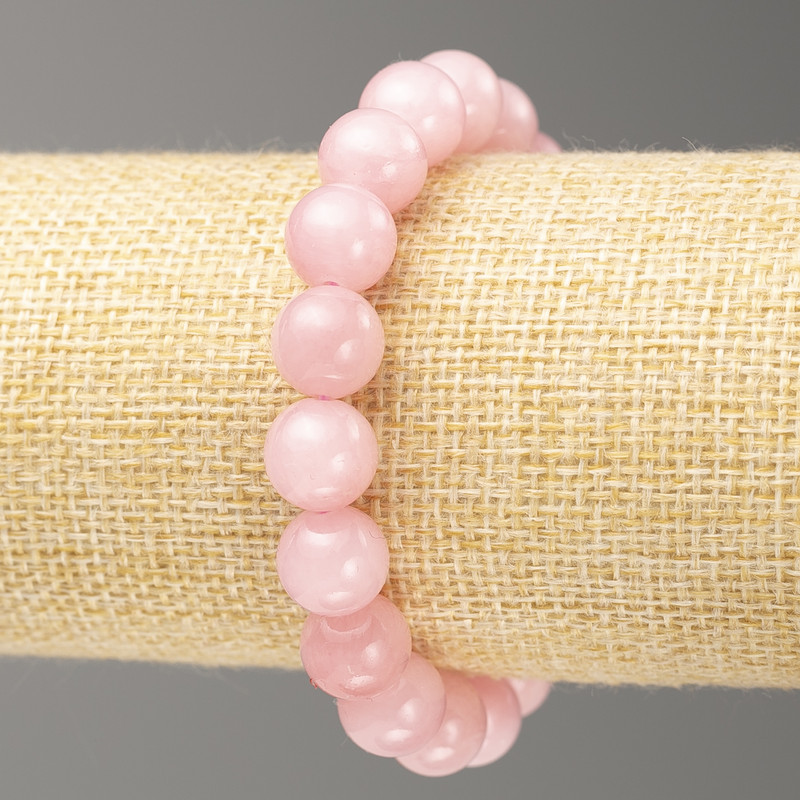 Rose Quartz Bracelet on Elastic Band (Imitation Acrylic), Smooth Bead, Diameter 10mm+-, Length 18cm+