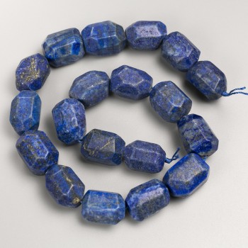 Lapis lazuli beads on thread Faceted natural nuggets, diameter 15×20mm ±, length 39cm ±