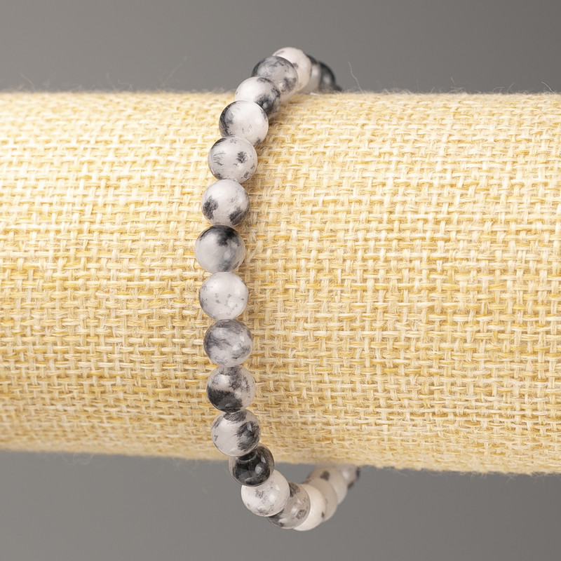 Grey-White Ocean Nephrite Bracelet (imitation acrylic), diameter 6mm +/-, length 18cm+/- smooth bead on elastic