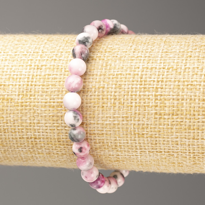 Grey-Pink-White Ocean Nephrite Bracelet (imitation acrylic), diameter 6mm +/-, length 18cm+/- smooth bead on elastic