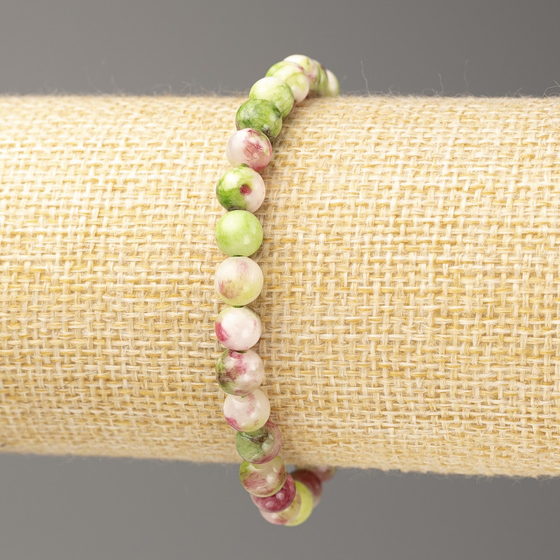 Pink-Green-White Ocean Nephrite Bracelet (imitation acrylic), diameter 6mm +/-, length 18cm+/- smooth bead on elastic