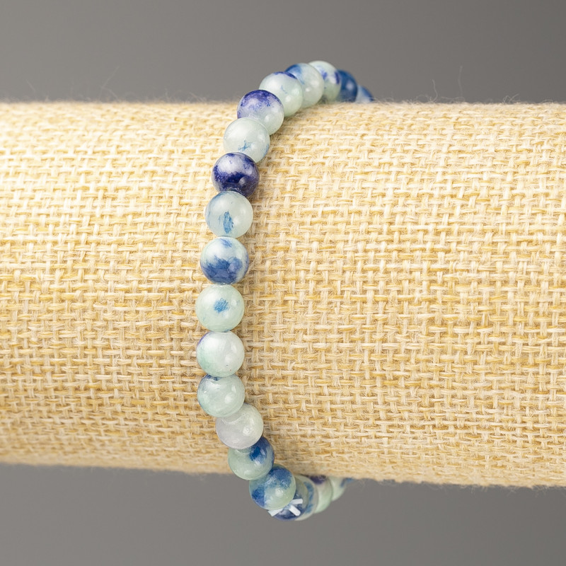 Blue-White Ocean Nephrite Bracelet (imitation acrylic), diameter 6mm +/-, length 18cm+/- smooth bead on elastic