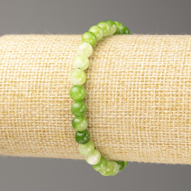 Green-White Ocean Nephrite Bracelet (imitation acrylic), diameter 6mm +/-, length 18cm+/- smooth bead on elastic