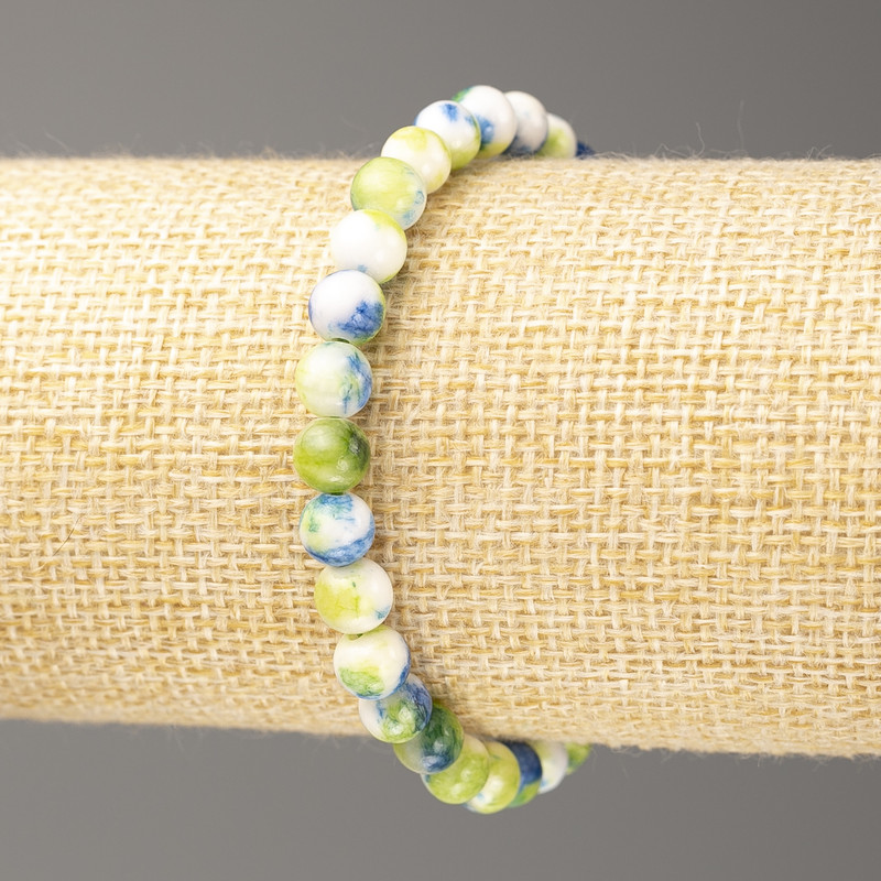 Blue-Green-White Ocean Nephrite Bracelet (imitation acrylic), diameter 6mm +/-, length 18cm+/- smooth bead on elastic