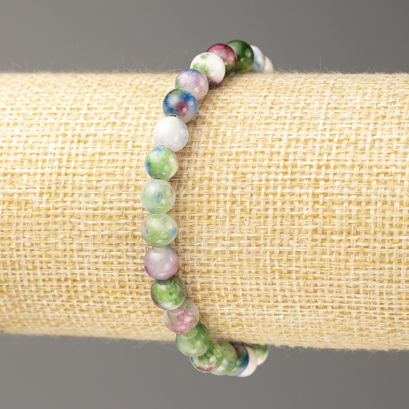 Blue-Pink-Green-White Ocean Nephrite Bracelet (imitation acrylic), diameter 6mm +/-, length 18cm+/- smooth bead on elastic