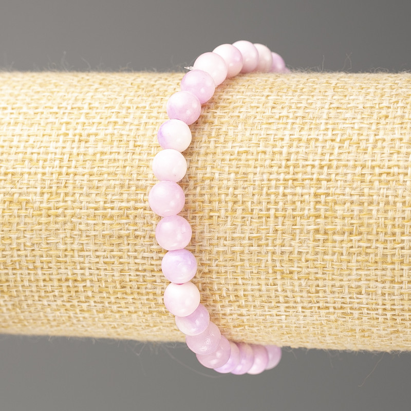 Bracelet Lilac-White Ocean Jade (Synthetic Acrylic), Diameter 6mm+-, Length 18cm+- Smooth Bead on Elastic