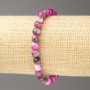 Bracelet Raspberry-Green-Grey Ocean Jade (Synthetic Acrylic), Diameter 6mm+-, Length 18cm+- Smooth Bead on Elastic