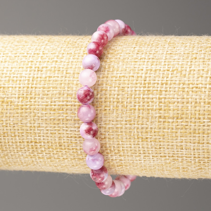 Bracelet Lilac-Mauve Ocean Jade (Synthetic Acrylic), Diameter 6mm+-, Length 18cm+- Smooth Bead on Elastic