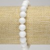 White Agate Bracelet, smooth round bead, diameter 8mm+/- (stretch)