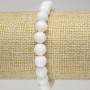 White Agate Bracelet, smooth round bead, diameter 8mm+/- (stretch)