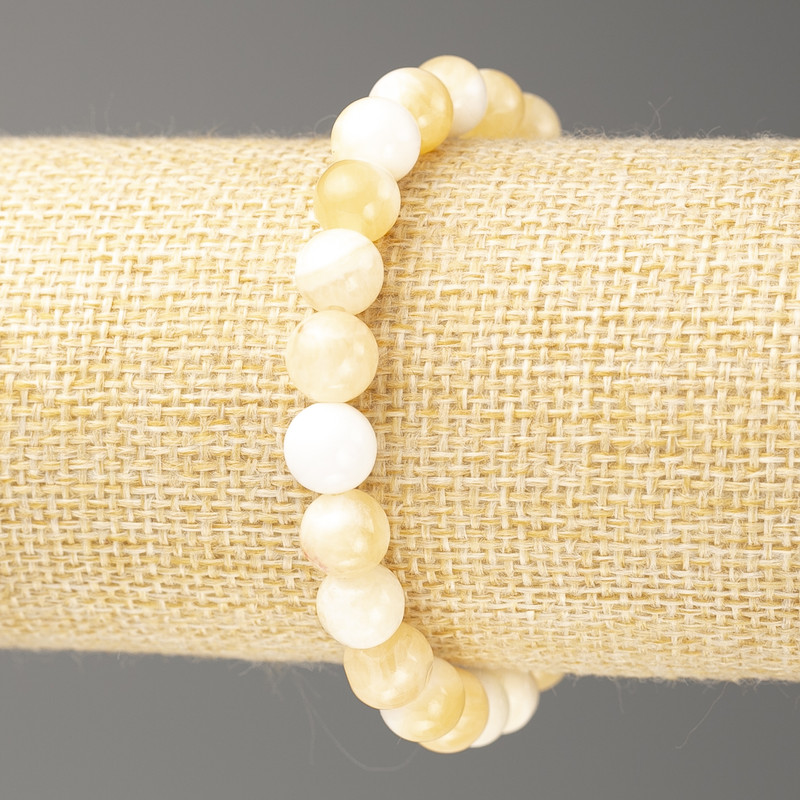 Mother-of-Pearl 'Balamut' Bracelet (imitation acrylic), 8mm +/- diameter, 18cm +/- length, smooth bead on elastic band