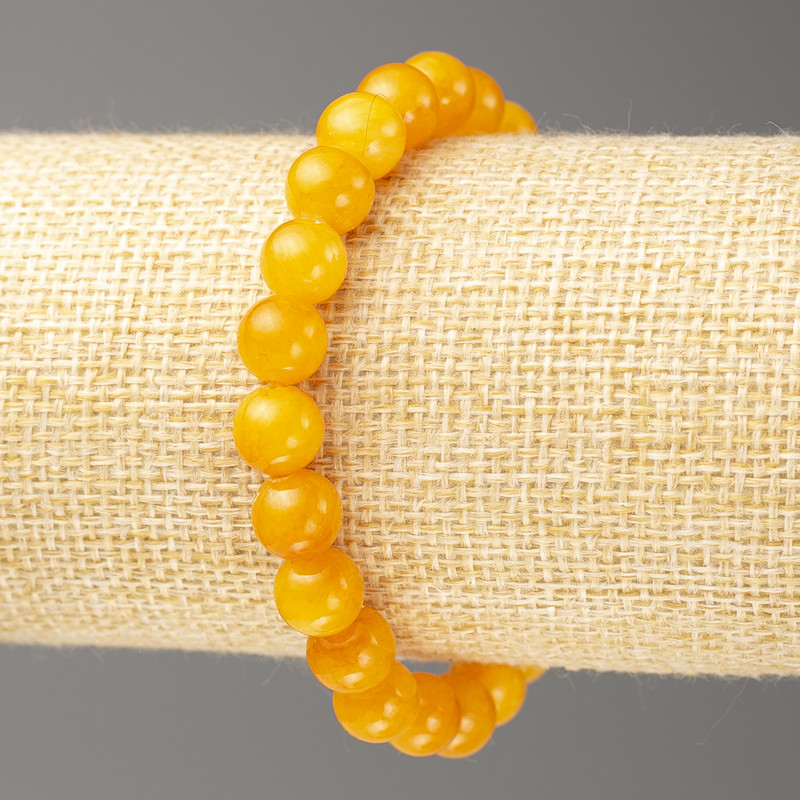 Amber Bracelet (imitation acrylic), 8mm +/- diameter, 18cm +/- length, smooth bead on elastic band