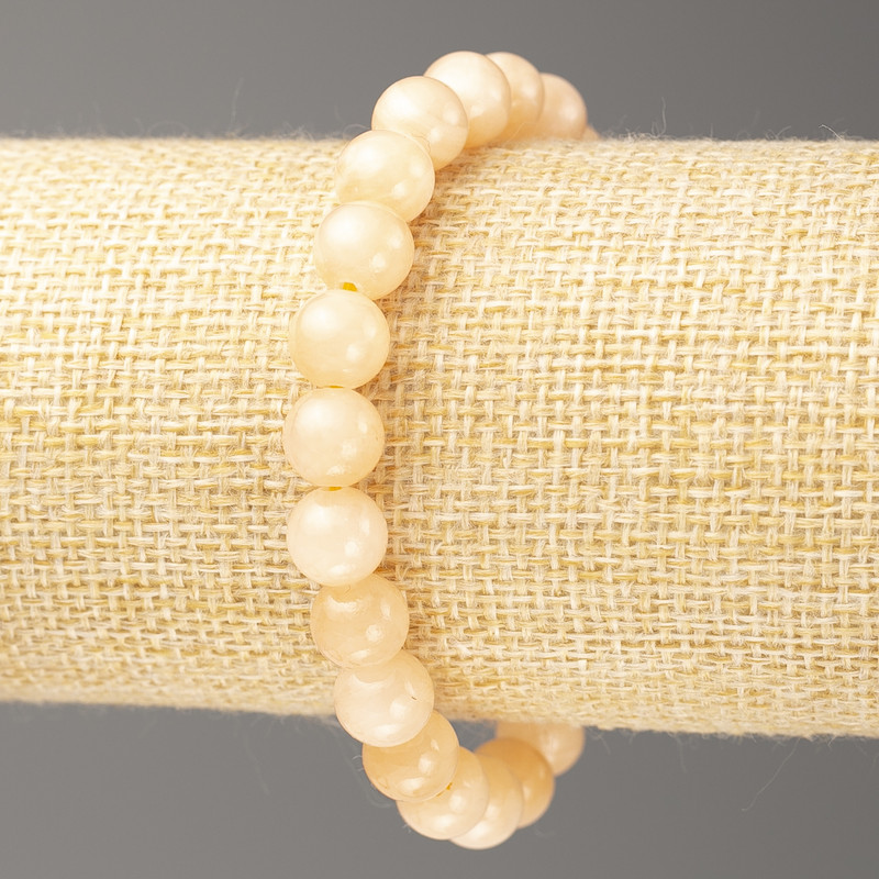 Selenite Bracelet (imitation acrylic), 8mm +/- diameter, 18cm +/- length, smooth bead on elastic band