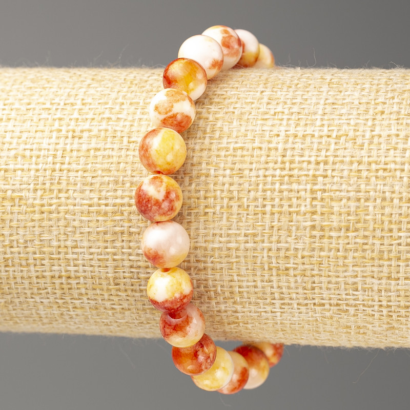 Yellow-Rust-White Ocean Jade Bracelet (imitation acrylic), diameter 8mm +/-, length 18cm+/- smooth bead on elastic
